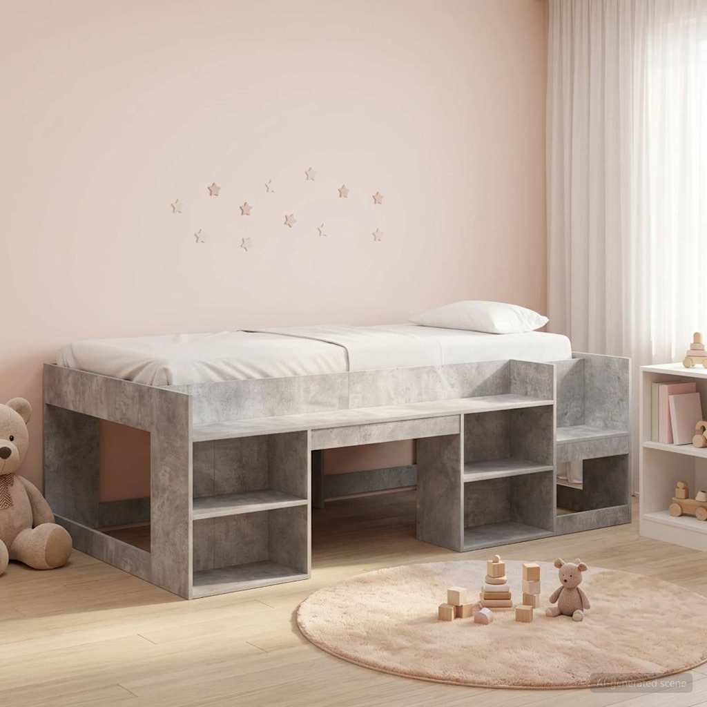 Gyerekágy keret tárolóval Betonszürke 98.5 x 200 cm Szerelt Fa