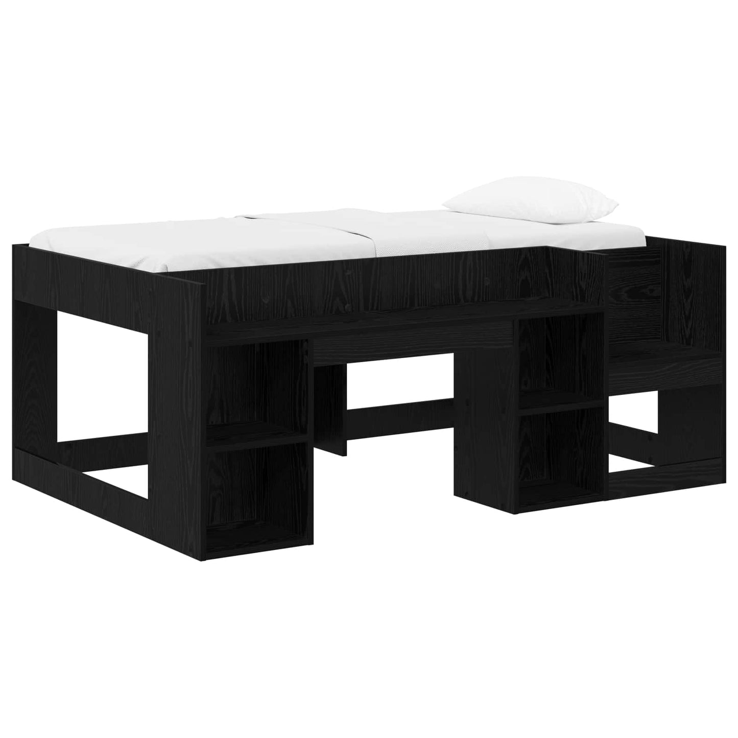 Gyerekágy keret tárolóval Fekete Tölgy 80 x 160 cm Szerelt Fa