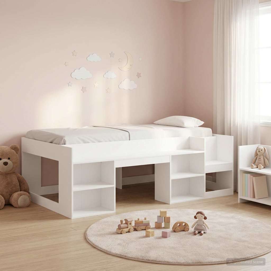Gyerekágy keret tárolóval Fehér 90 x 190 cm Szerelt Fa