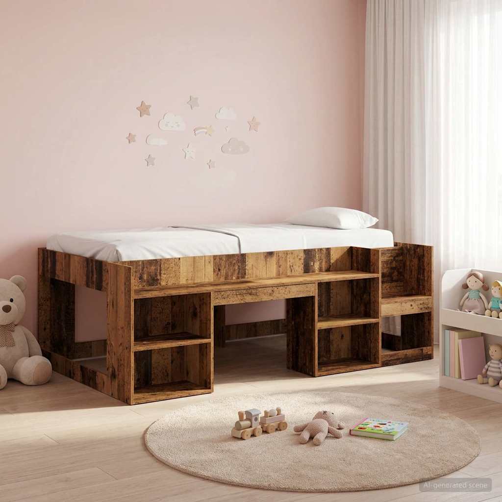 Gyerekágy keret tárolóval Antik Fa 90 x 190 cm Szerelt Fa