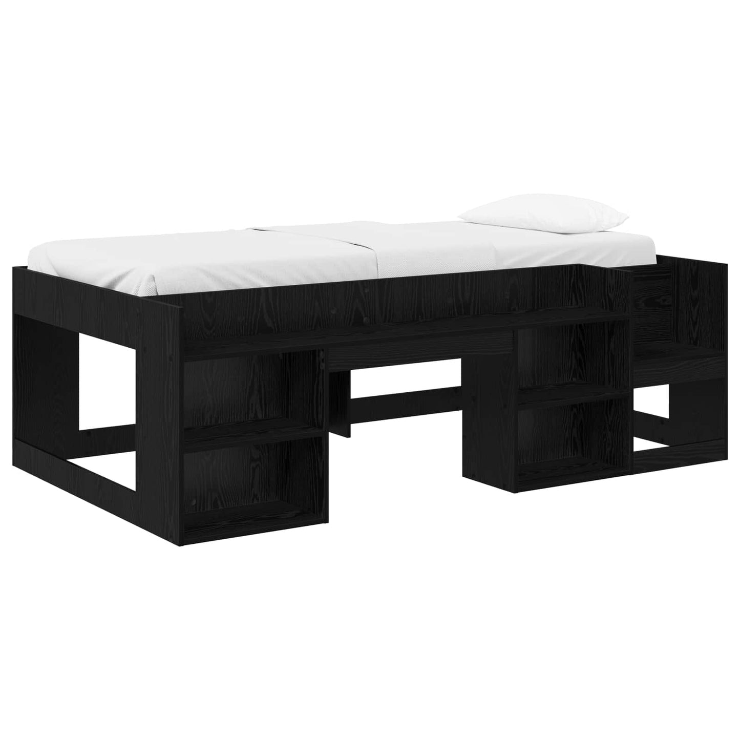 Gyerekágy keret tárolóval Fekete Tölgy 75 x 190 cm Szerelt Fa