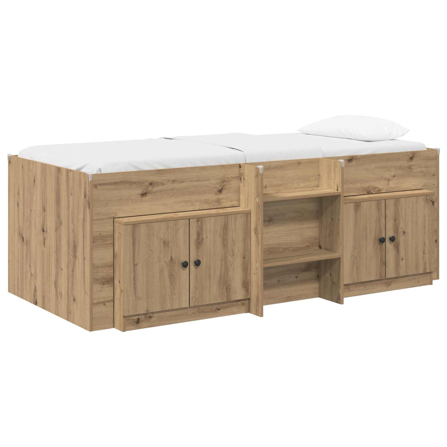 Tetőtéri ágykeret szekrénnyel 3 db Kézműves Tölgy Faanyag