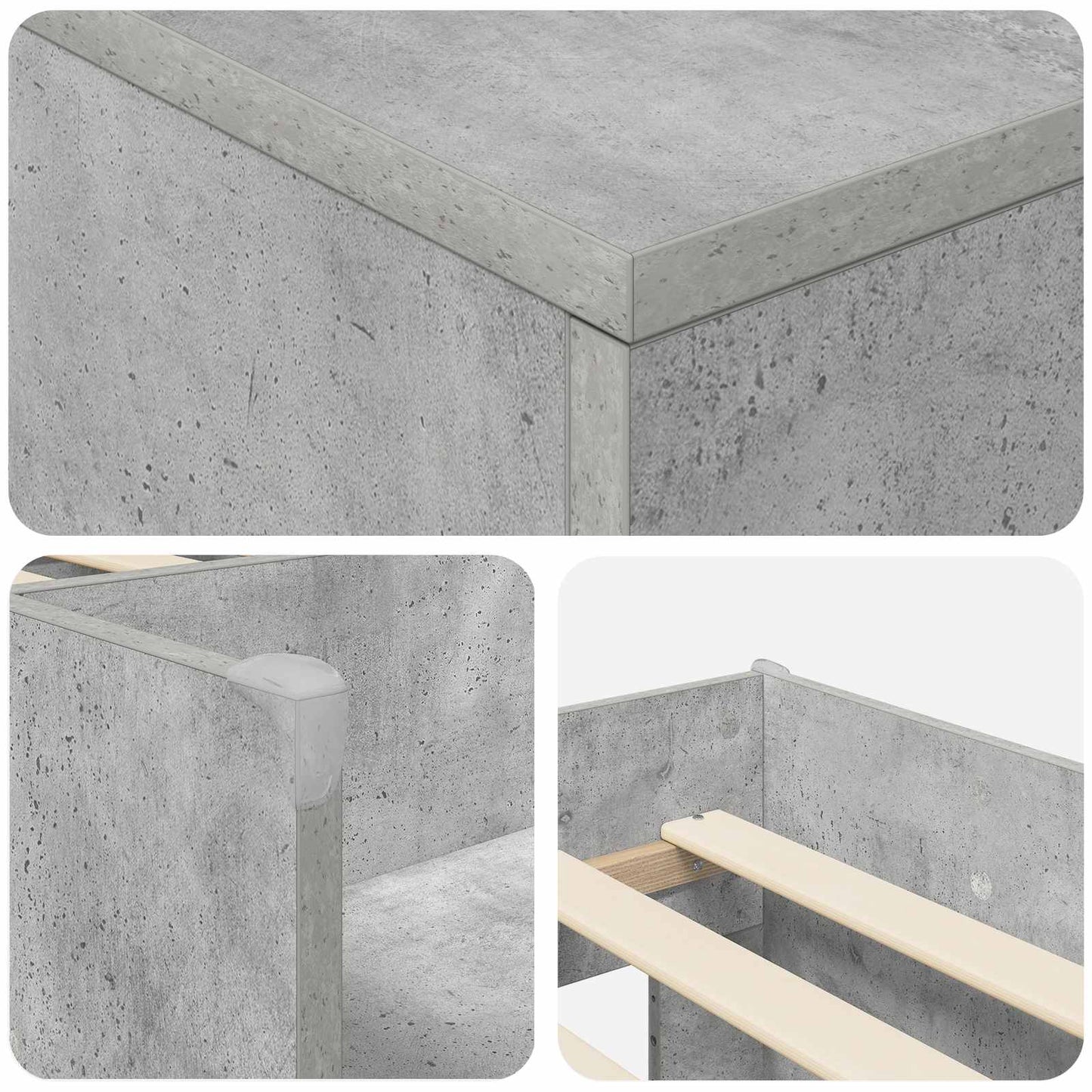 Feljárós Ágykeret Szekrénnyel ajtóval 3 db Betonszürke Faanyag