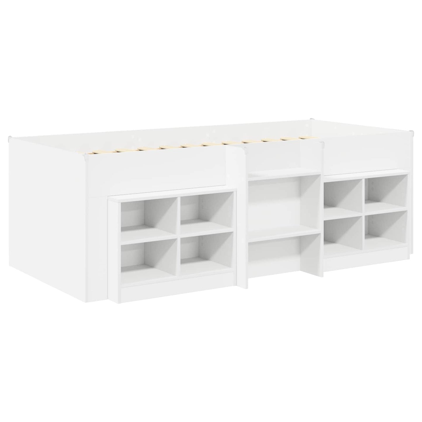 Feljárós Ágykeret Szekrénnyel polcokkal 3 db Fehér Faanyag