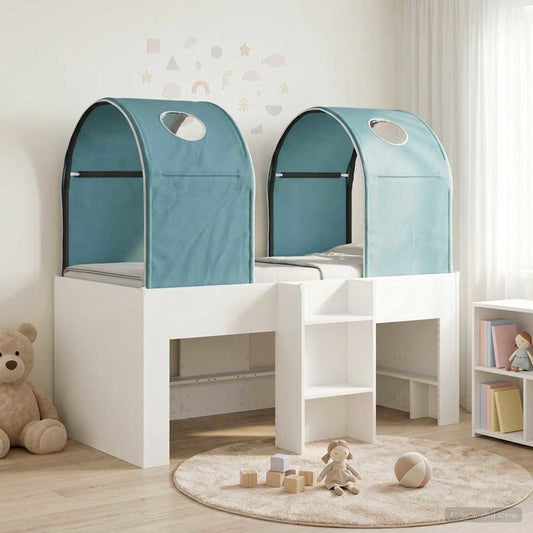 Ágy alagúttal 4 pcs Fehér és Világoskék Szerelt Fa