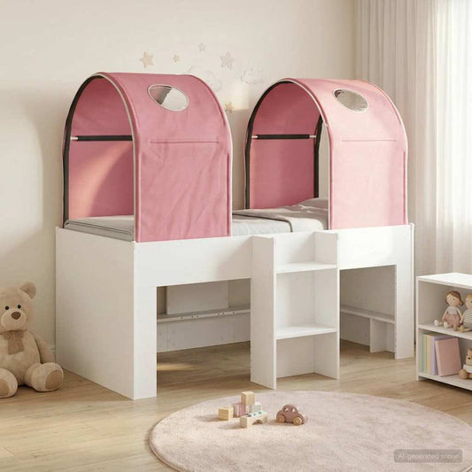 Ágy alagúttal 4 pcs Fehér és Rózsaszín Szerelt Fa