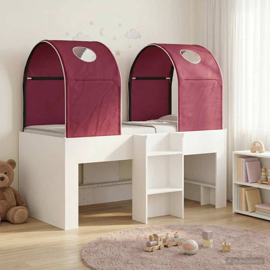 Ágy alagúttal 4 pcs Fehér és Piros Szerelt Fa