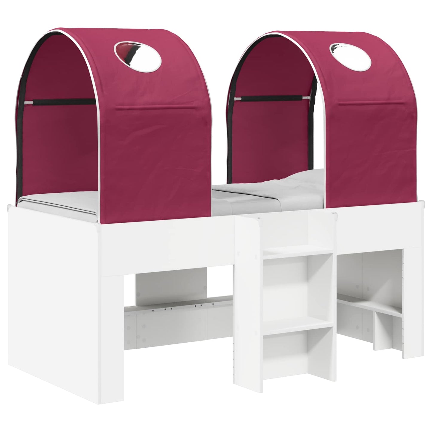 Ágy alagúttal 4 pcs Fehér és Piros Szerelt Fa