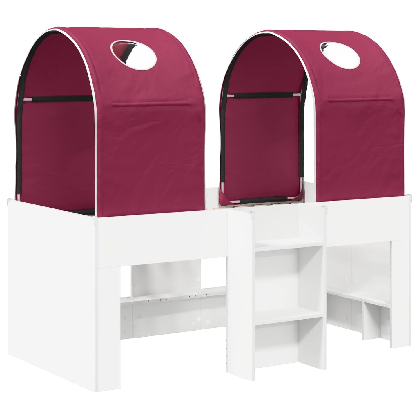 Ágy alagúttal 4 pcs Fehér és Piros Szerelt Fa