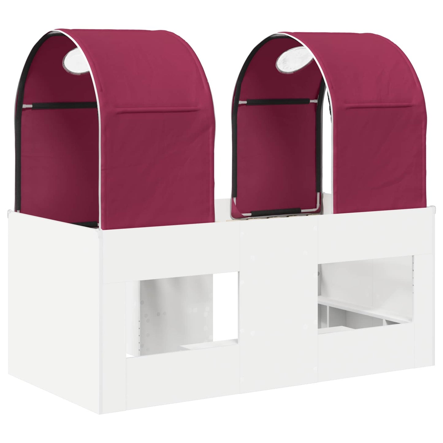 Ágy alagúttal 4 pcs Fehér és Piros Szerelt Fa