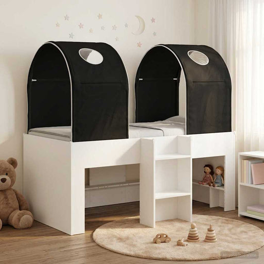 Ágy alagúttal 4 pcs Fehér és Fekete Szerelt Fa