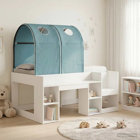 Ágy alagúttal 4 pcs Fehér és Világoskék Szerelt Fa