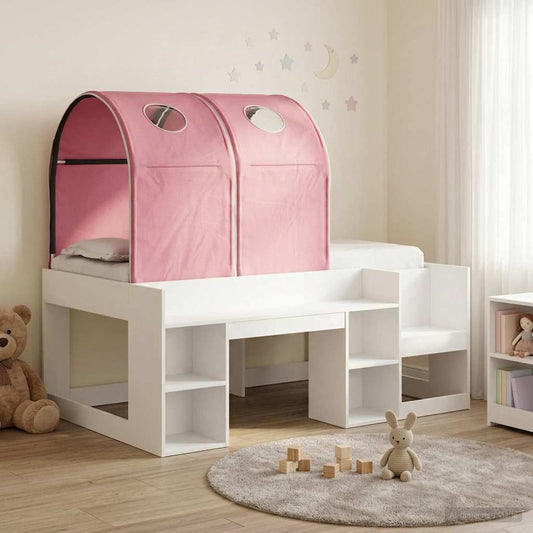 Ágy alagúttal 4 pcs Fehér és Rózsaszín Szerelt Fa