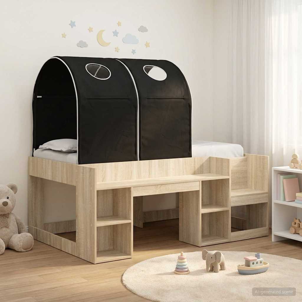Ágy alagúttal 3 db Sonoma Tölgy színű és Fekete Szerelt Fa