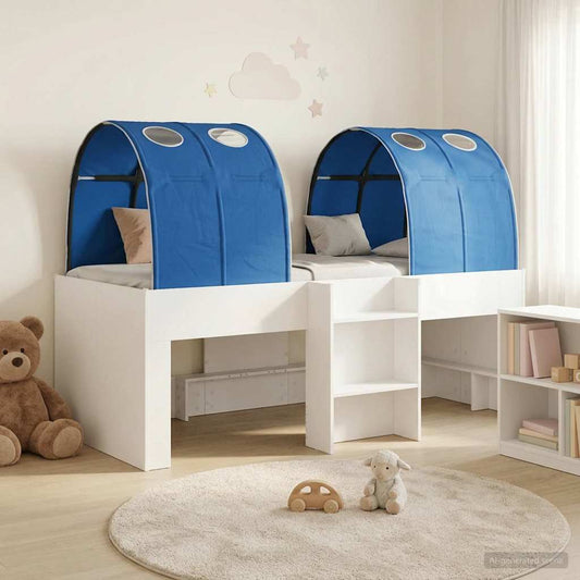 Ágy alagúttal 4 pcs Fehér és Kék Szerelt Fa