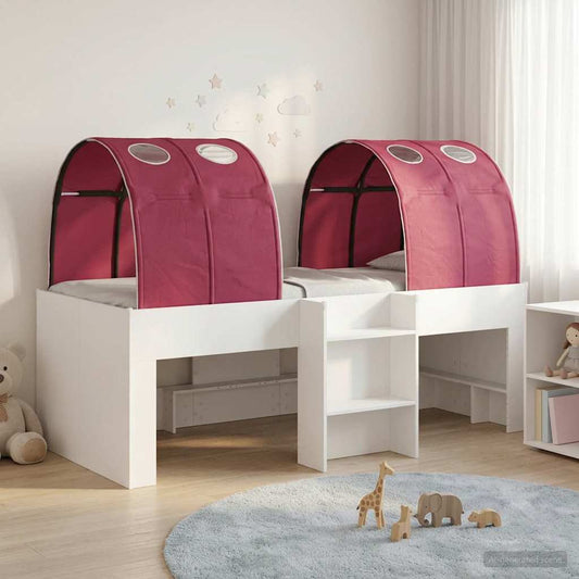 Ágy alagúttal 4 pcs Fehér és Piros Szerelt Fa