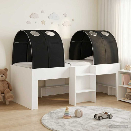 Ágy alagúttal 4 pcs Fehér és Fekete Szerelt Fa