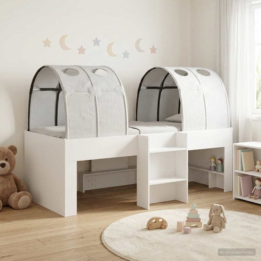 Ágy alagúttal 4 pcs Fehér Szerelt Fa