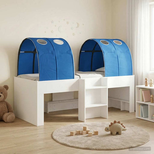 Ágy alagúttal 4 pcs Fehér és Kék Szerelt Fa
