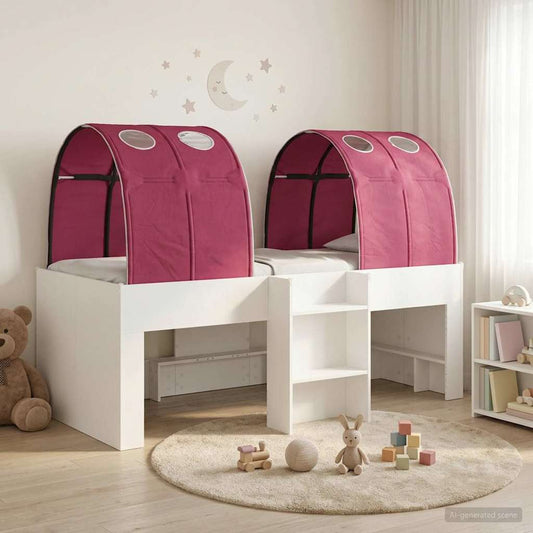 Ágy alagúttal 4 pcs Fehér és Piros Szerelt Fa