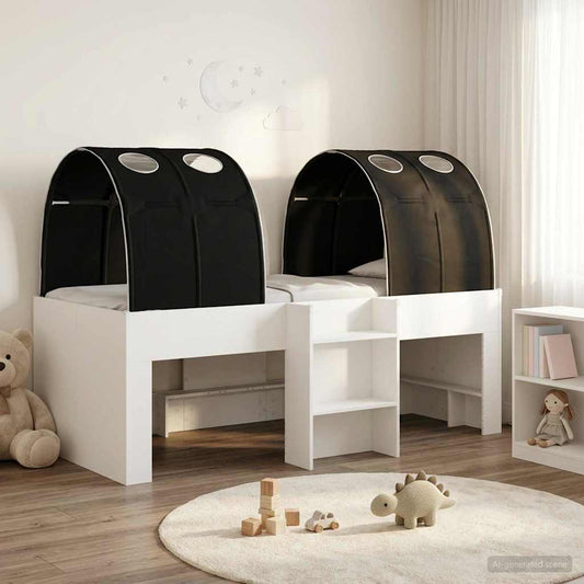 Ágy alagúttal 4 pcs Fehér és Fekete Szerelt Fa