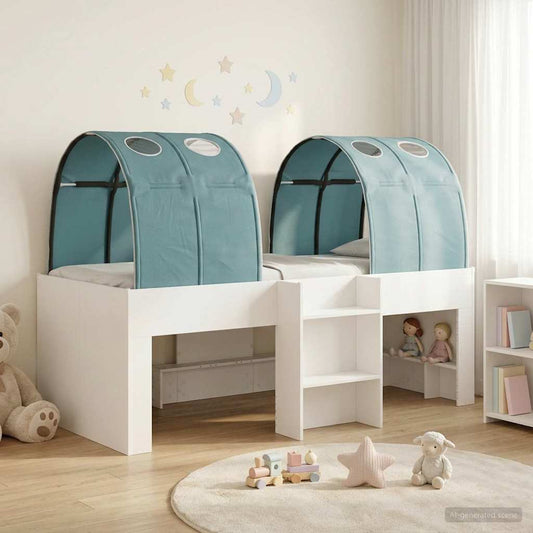 Ágy alagúttal 4 pcs Fehér és Világoskék Szerelt Fa