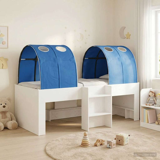 Ágy alagúttal 4 pcs Fehér és Kék Szerelt Fa