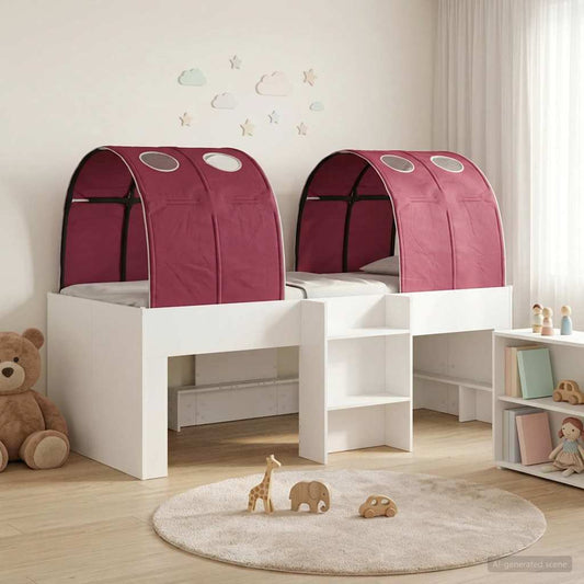 Ágy alagúttal 4 pcs Fehér és Piros Szerelt Fa