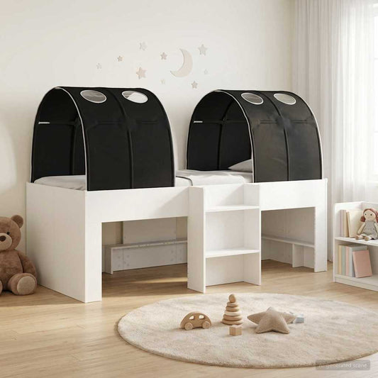 Ágy alagúttal 4 pcs Fehér és Fekete Szerelt Fa