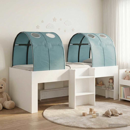 Ágy alagúttal 4 pcs Fehér és Világoskék Szerelt Fa