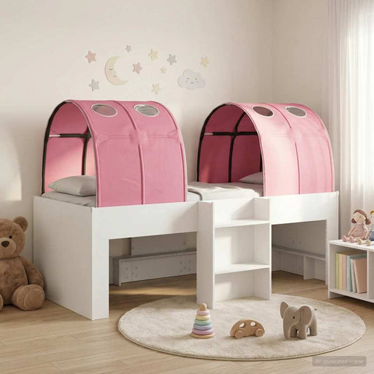 Ágy alagúttal 4 pcs Fehér és Rózsaszín Szerelt Fa