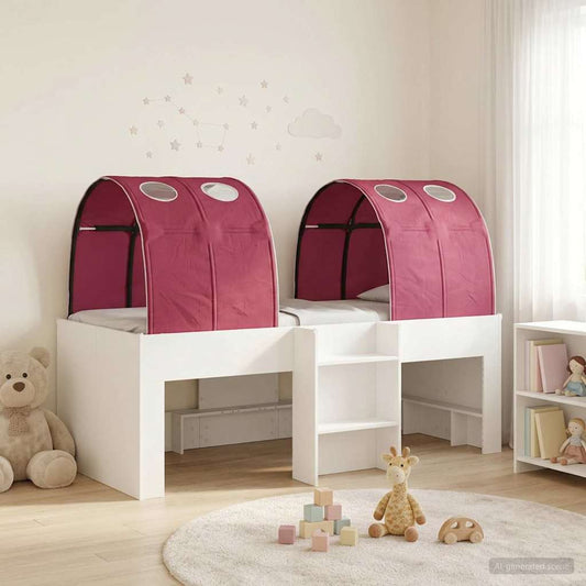 Ágy alagúttal 4 pcs Fehér és Piros Szerelt Fa