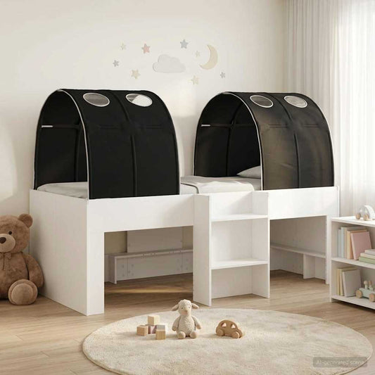 Ágy alagúttal 4 pcs Fehér és Fekete Szerelt Fa