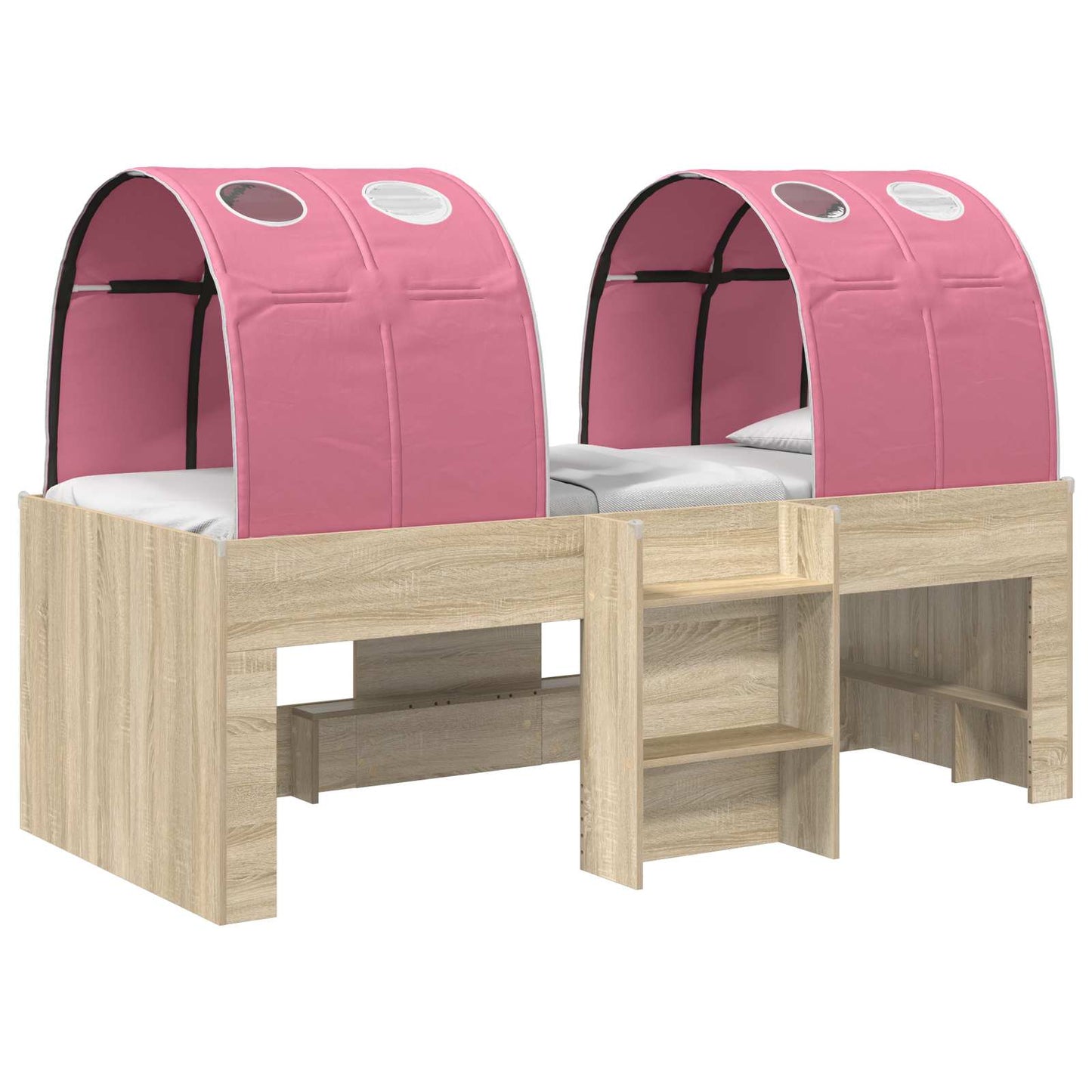 Ágy alagúttal 4 pcs Sonoma és Rózsaszín Szerelt Fa