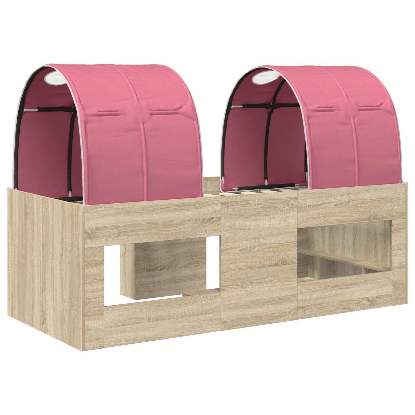 Ágy alagúttal 4 pcs Sonoma és Rózsaszín Szerelt Fa
