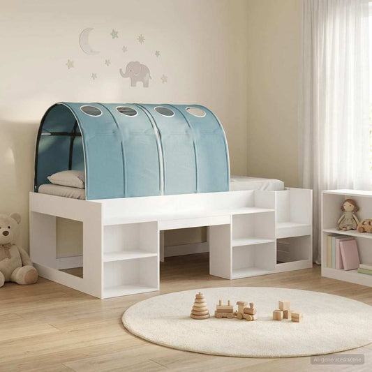 Ágy alagúttal 4 pcs Fehér és Világoskék Szerelt Fa