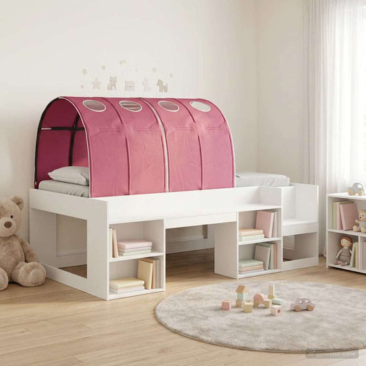Ágy alagúttal 4 pcs Fehér és Piros Szerelt Fa