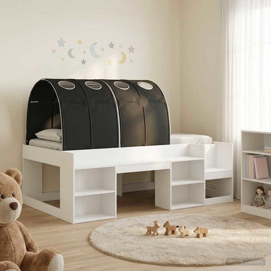 Ágy alagúttal 4 pcs Fehér és Fekete Szerelt Fa