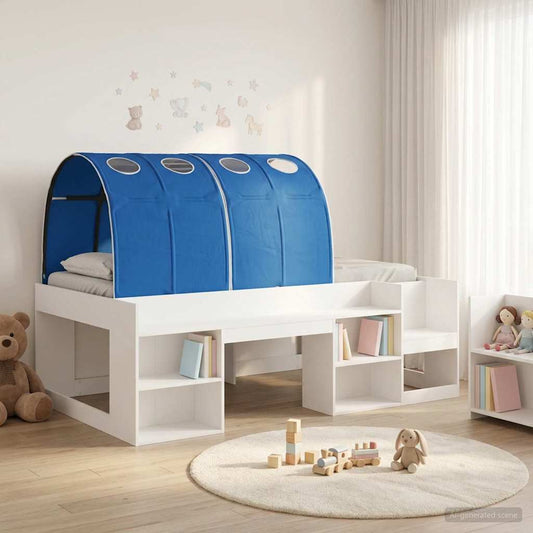 Ágykeret alagúttal polcokkal 3 pcs Fehér és Kék Mérnöki fa