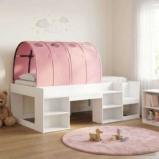 Ágykeret alagúttal 3 pcs Fehér és Rózsaszín Mérnöki fa