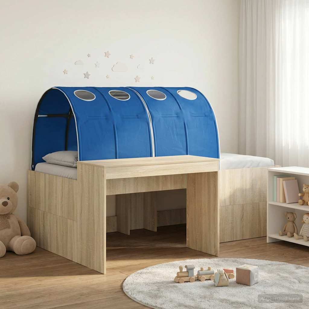 Ágykeret alagúttal 3 db Sonoma tölgy színű és Kék Faanyag