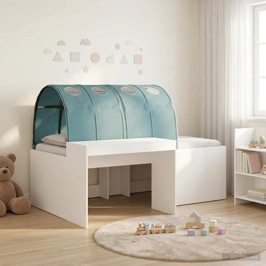 Ágy alagúttal 4 pcs Fehér és Világoskék Szerelt Fa