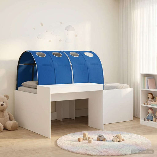 Ágy alagúttal 4 pcs Fehér és Kék Szerelt Fa