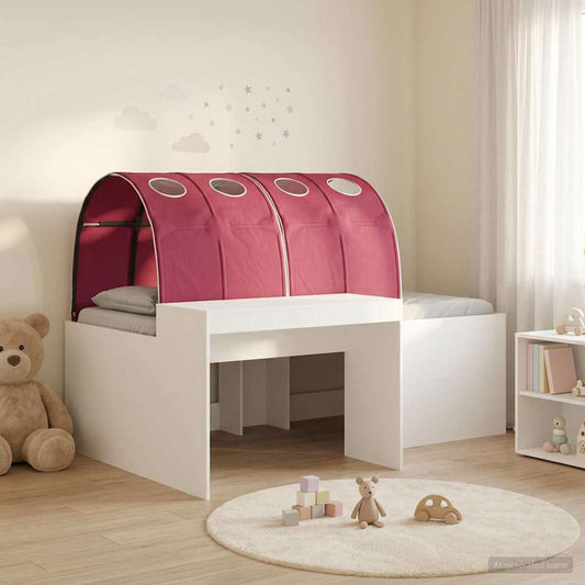 Ágy alagúttal 4 pcs Fehér és Piros Szerelt Fa