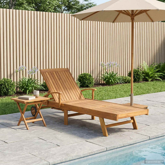 Napozóágy asztallal 2 pcs Barna 40 x 40 x 40 cm Tömör Teakfa