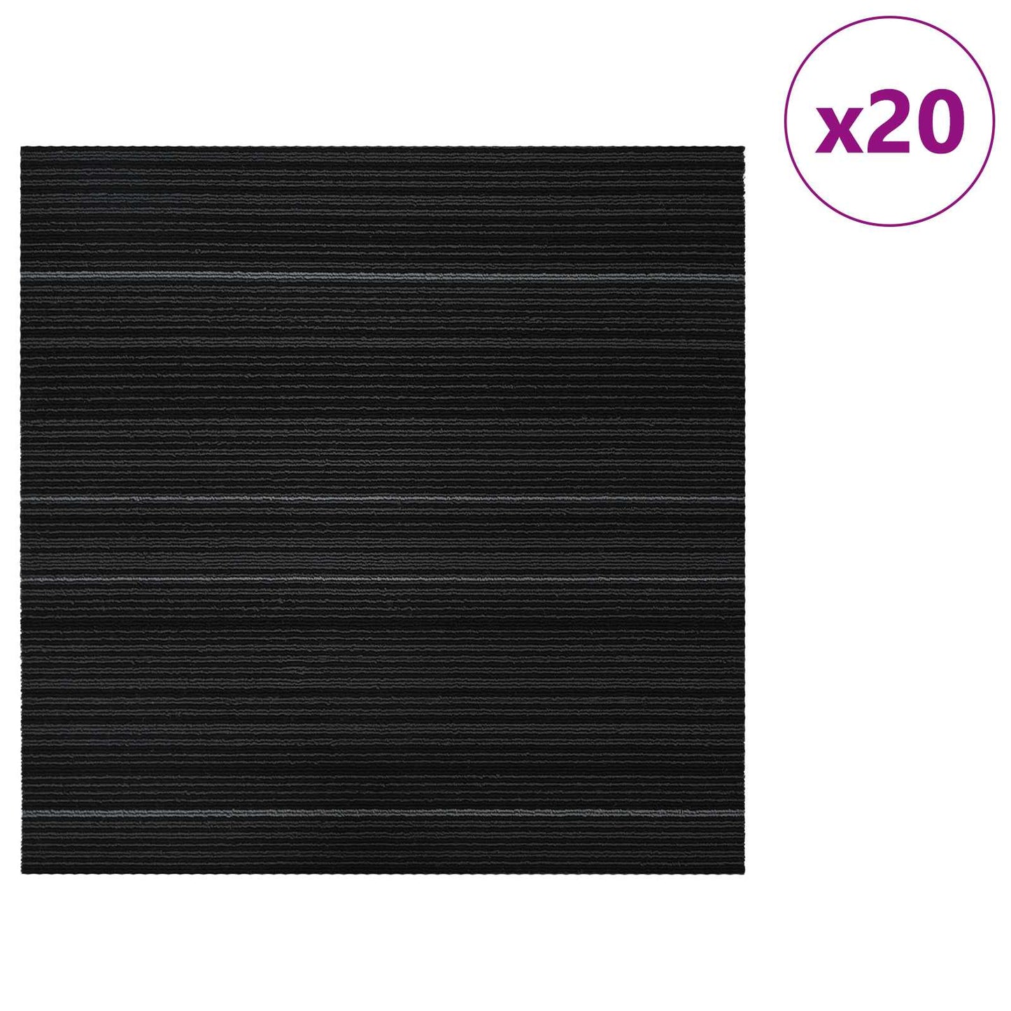 Szőnyegcsempe Csíkos Sötétszürke 50 x 50 cm 20 db PP és Bitumen