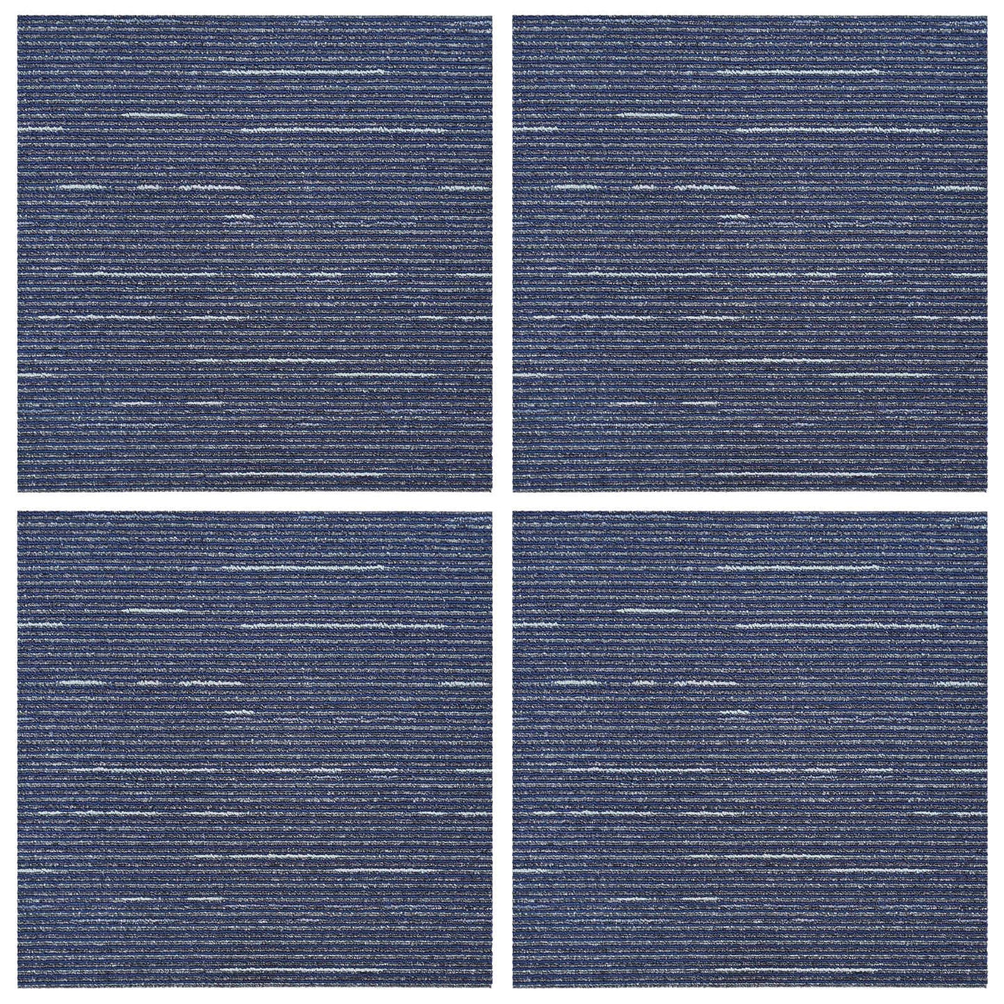 Szőnyegcsempe Csíkozott Kék 50 x 50 cm 4 db PP és Bitumen