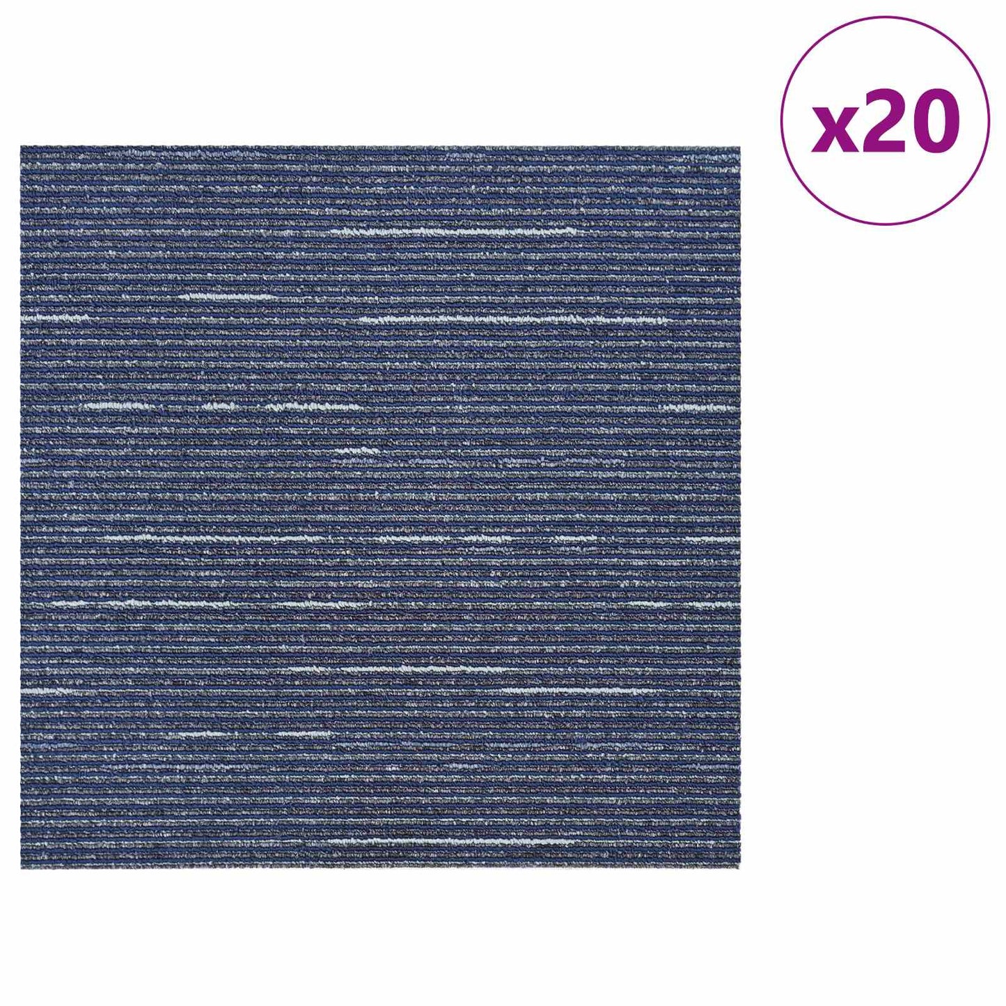 Szőnyegcsempe Csíkozott Kék 50 x 50 cm 20 db PP és Bitumen