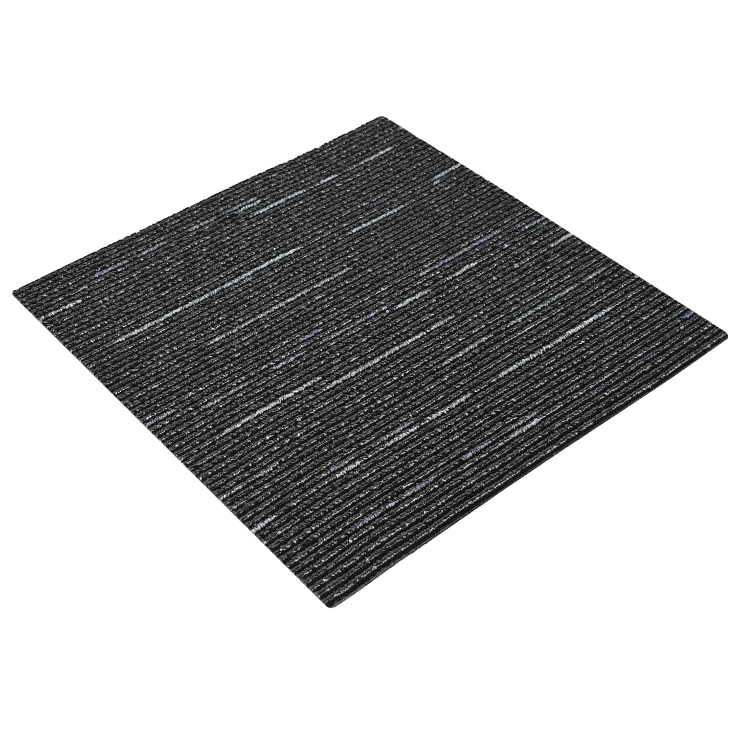 Szőnyegcsempe Csíkos Fekete 50 x 50 cm 4 db PP és Bitumen