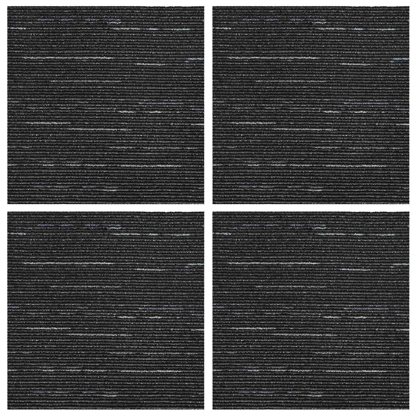 Szőnyegcsempe Csíkos Fekete 50 x 50 cm 4 db PP és Bitumen